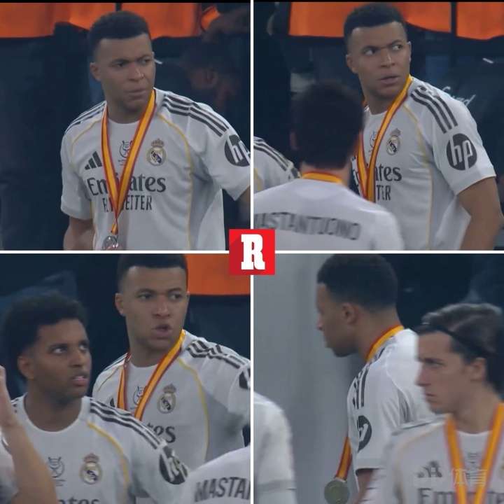 每体：姆巴佩领奖后带队友离开，阿森西奥准备去列队前者要他别去