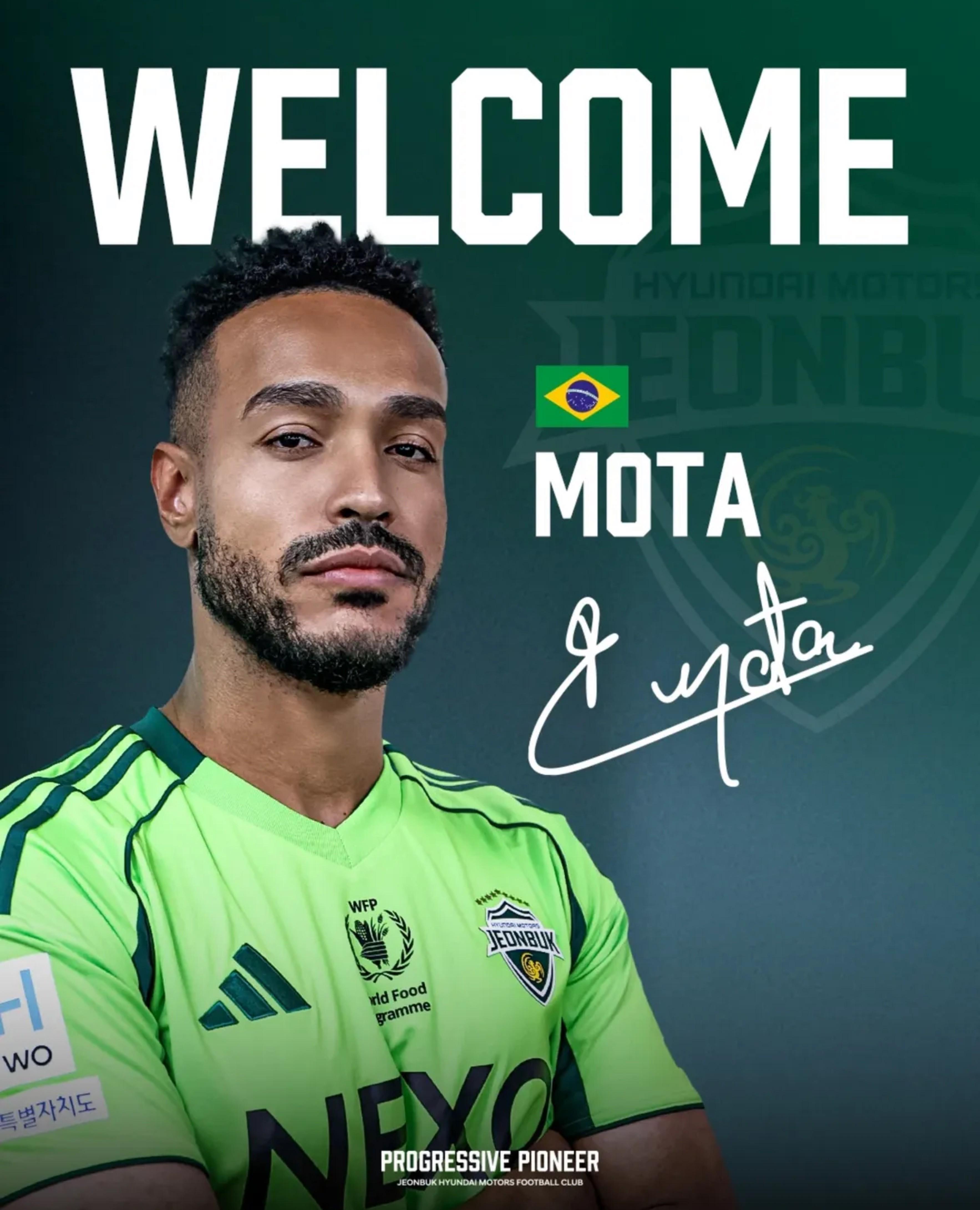 官方：巴西前锋莫塔加盟全北现代；他曾与申花传出绯闻